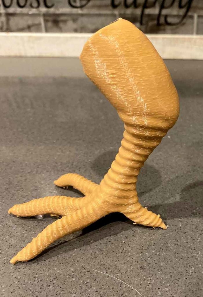 Photo of side view of 3d printed chicken leg in Ennis, Texas