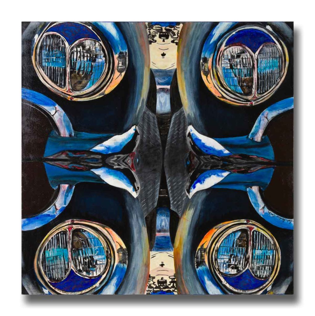 Photo of blue fender painting by Leah Lawless-Smith of Ennis, Texas