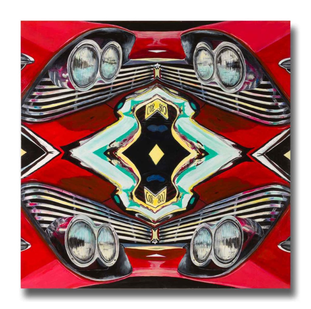 Photo of red fender painting by Leah Lawless-Smith of Ennis, Texas