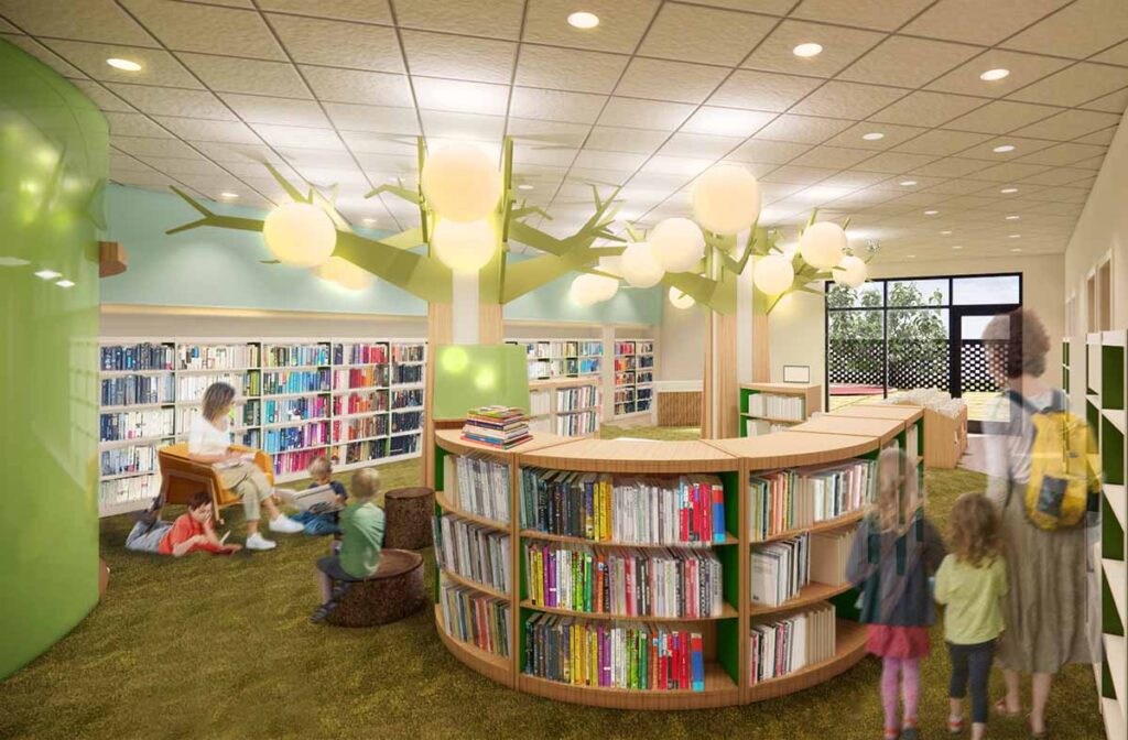 Artist rendering of new children's area at Ennis Public Library